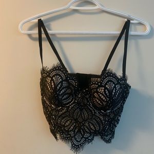 2 for $20! Cropped Black Lace Shirt